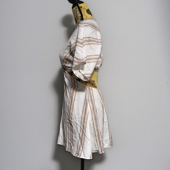 TOPSHOP Ring Detail Striped Cut Out Dress 0-2 - Picture 4 of 7